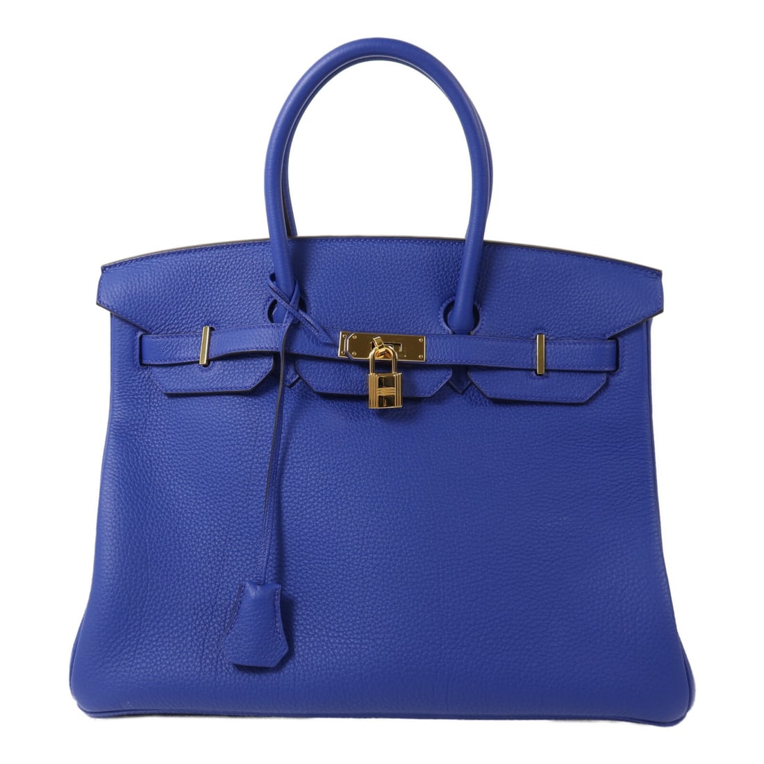 Hermes Birkin 35 Togo Calfskin Handbag Bleu Electric Gold Hardware: Hermes Birkin 35 Togo Calfskin Handbag Bleu Electric Gold Hardware Hermes Birkin 35 handbag in Bleu Electric blue, crafted from Togo leather and calfskin (cowhide). This women's regular-size handbag i