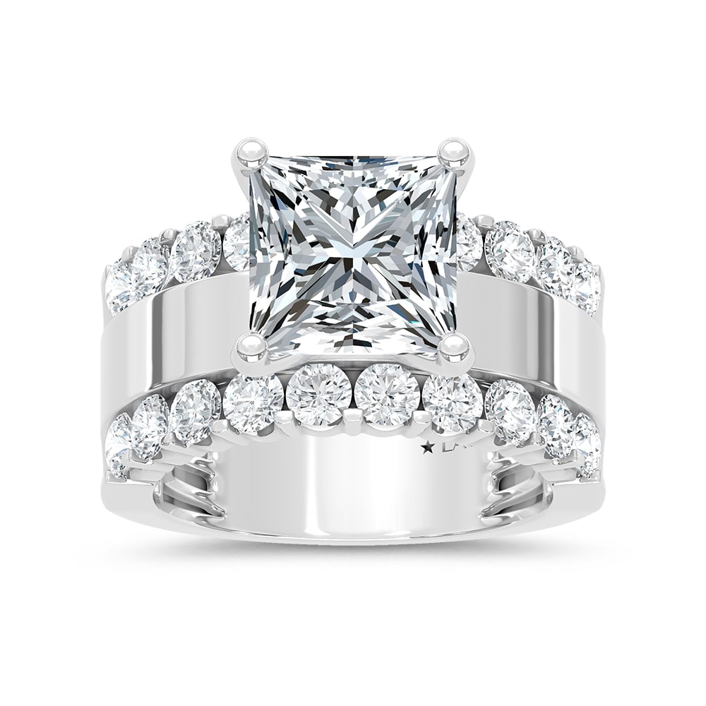 14K White Gold 4 1/2 Ct.Tw. Lab Grown Diamond Princess Shape Machine Ring (IGI Certified Center 3ct) (1 of 4)