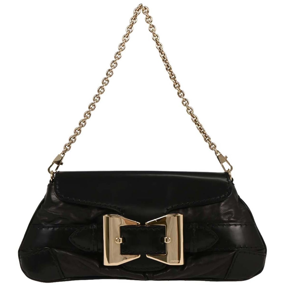 Gucci Queen Chain Small Black Leather Handbag 189886: Gucci Queen Chain Small Black Leather Handbag 189886 Vintage Gucci Queen Chain handbag in black leather with a compact small silhouette. The bag features a black lining and includes one interior pocke