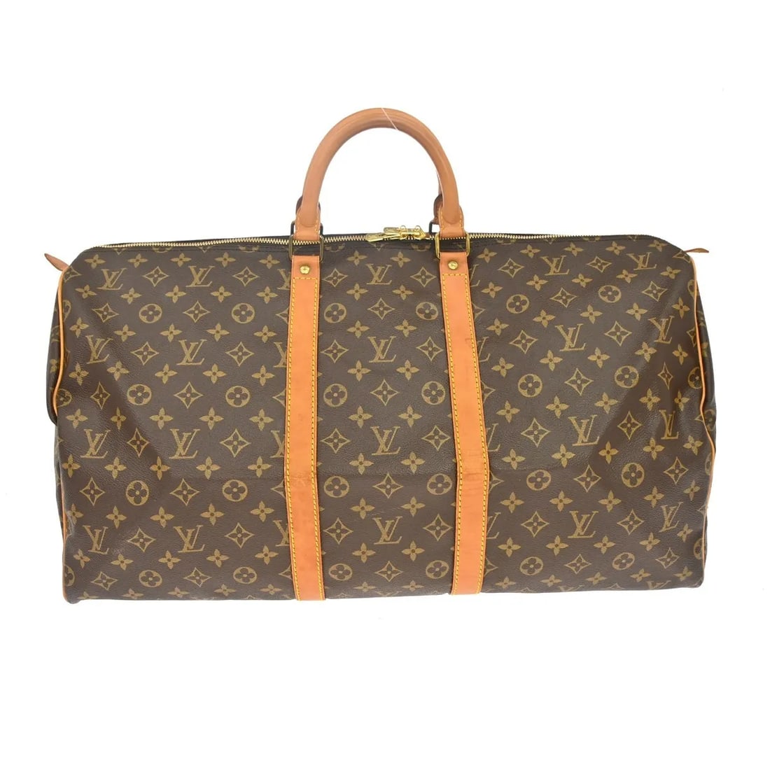 Louis Vuitton Keepall Unisex Monogram Canvas Travel Bag: Louis Vuitton Keepall Unisex Monogram Canvas Travel Bag Louis Vuitton Keepall Monogram travel bag in brown canvas, made in France. This unisex model is presented in good condition with visible wear, i