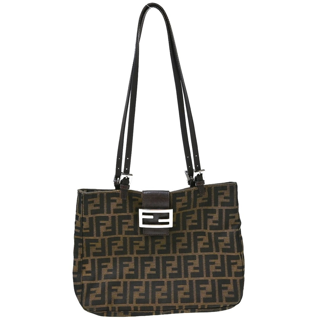 Fendi Zucca Brown Canvas Leather Tote Bag Italy 2241.26726009: Fendi Zucca Brown Canvas Leather Tote Bag Italy 2241.26726009 Fendi Zucca tote handbag in brown canvas and leather, designed for women and made in Italy. It features an open closure, double handles, a