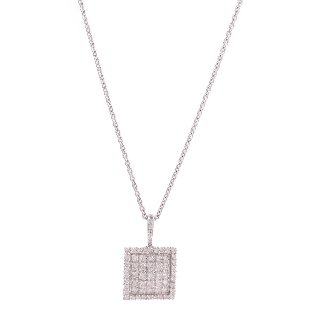 Pt900 Pt850 Platinum Diamond Necklace 1.00ct 45cm: Pt900 Pt850 Platinum Diamond Necklace 1.00ct 45cm A women's necklace in clear tones, featuring platinum and diamond details. The piece is described as Pt900 platinum and Pt850 platinum with a 1.00 ct 