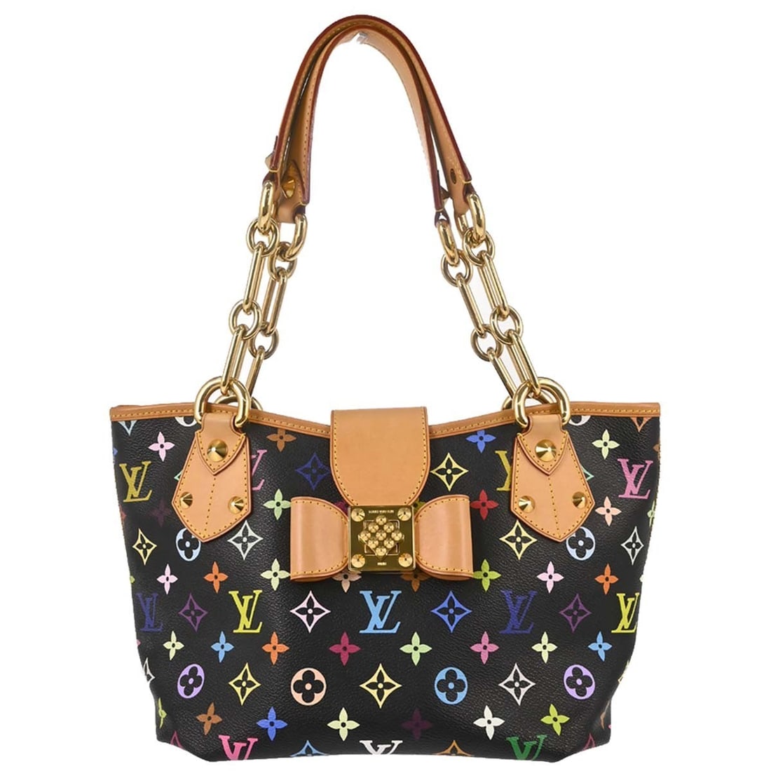 Louis Vuitton Annie MM Monogram Multicolor Canvas Tote M40308 Black: Louis Vuitton Annie MM Monogram Multicolor Canvas Tote M40308 Black Louis Vuitton Annie MM tote handbag in Monogram Multicolor canvas and leather, made in France. It features a turn lock closure, doub