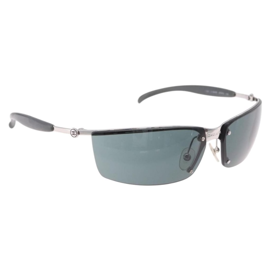 CHANEL Green Metal CC Womens Sunglasses with Case Box: CHANEL Green Metal CC Womens Sunglasses with Case Box CHANEL sunglasses in green metal, made in Italy. This women's style comes with the item box and sunglass case. Condition is AB Very Good, with sli