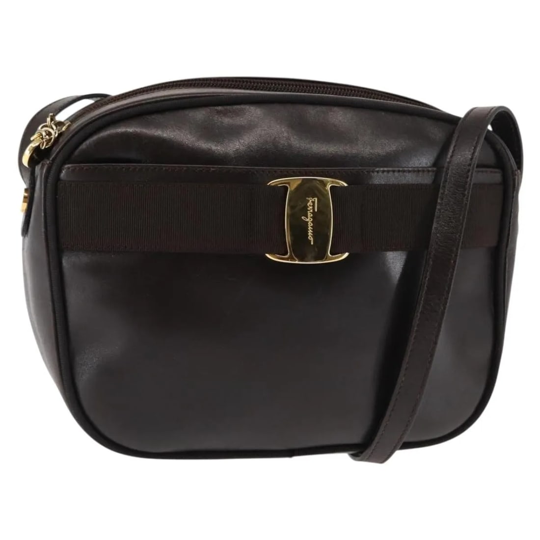 Salvatore Ferragamo Vara Bow Camera Shoulder Bag Brown Leather (1 of 18)