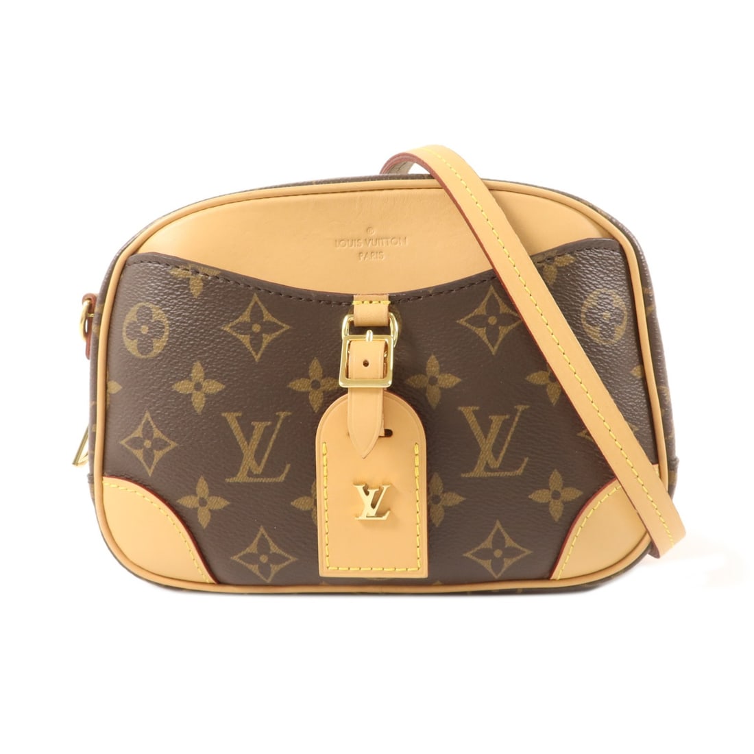 Louis Vuitton Deauville Mini Monogram Shoulder Bag M45528 Brown: Louis Vuitton Deauville Mini Monogram Shoulder Bag M45528 Brown Louis Vuitton Deauville Mini Shoulder Bag in brown Monogram and PVC coated canvas, model M45528. This women's shoulder bag is made in Fr