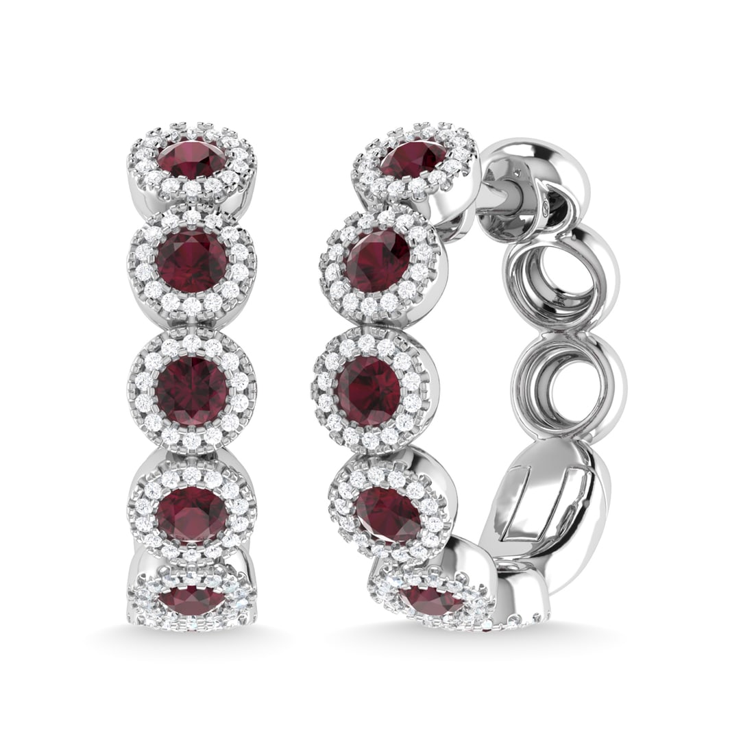 14K White Gold Ruby and Diamond 1 1/4 Ct.Tw. Fashion Earrings: 14K White Gold Ruby and Diamond 1 1/4 Ct.Tw. Fashion Earrings Stone Color: G-h Stone Clarity: I1 This item may take 2-5 weeks for shipping. PLEASE NOTE: Framed, Large, or heavy items do not have shipp