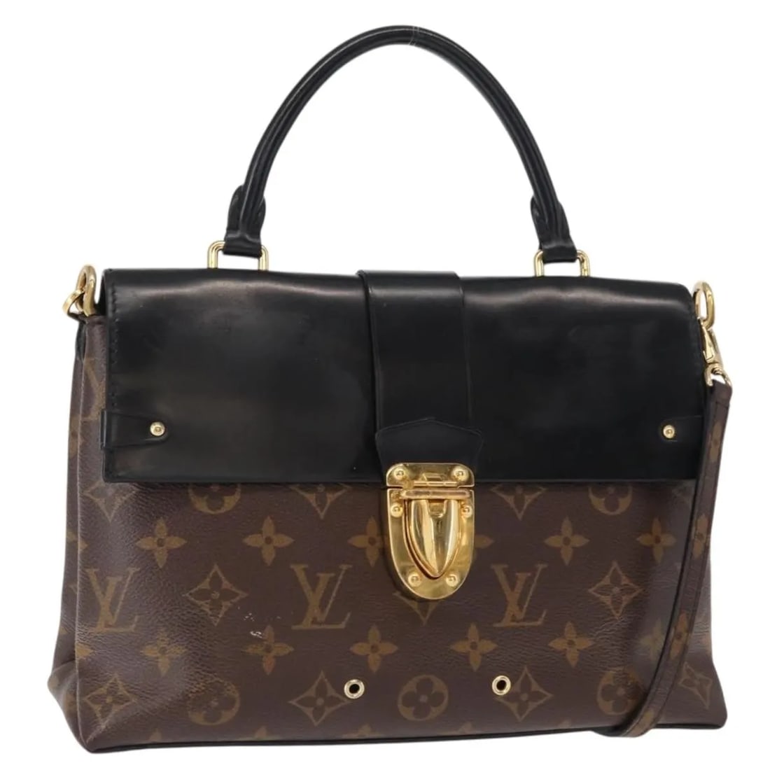 Louis Vuitton One Handle Flap handbag in monogram canvas: Louis Vuitton One Handle Flap handbag in monogram canvas Louis Vuitton One Handle Flap handbag in brown monogram canvas with leather trim. This structured top-handle style is made in France and remain