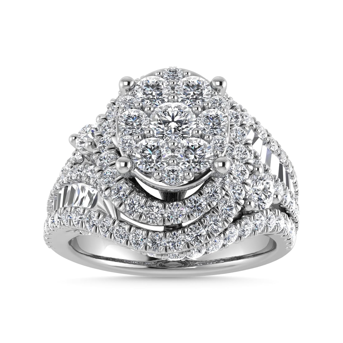 Diamond 1 5/8 Ct.Tw. Engagement Ring in 14K White Gold: Diamond 1 5/8 Ct.Tw. Engagement Ring in 14K White Gold 14k White Gold Stone Color: G-h Stone Clarity: Si2-i1 Each ring is presented in standard size 6.5. Complimentary resizing is available between si