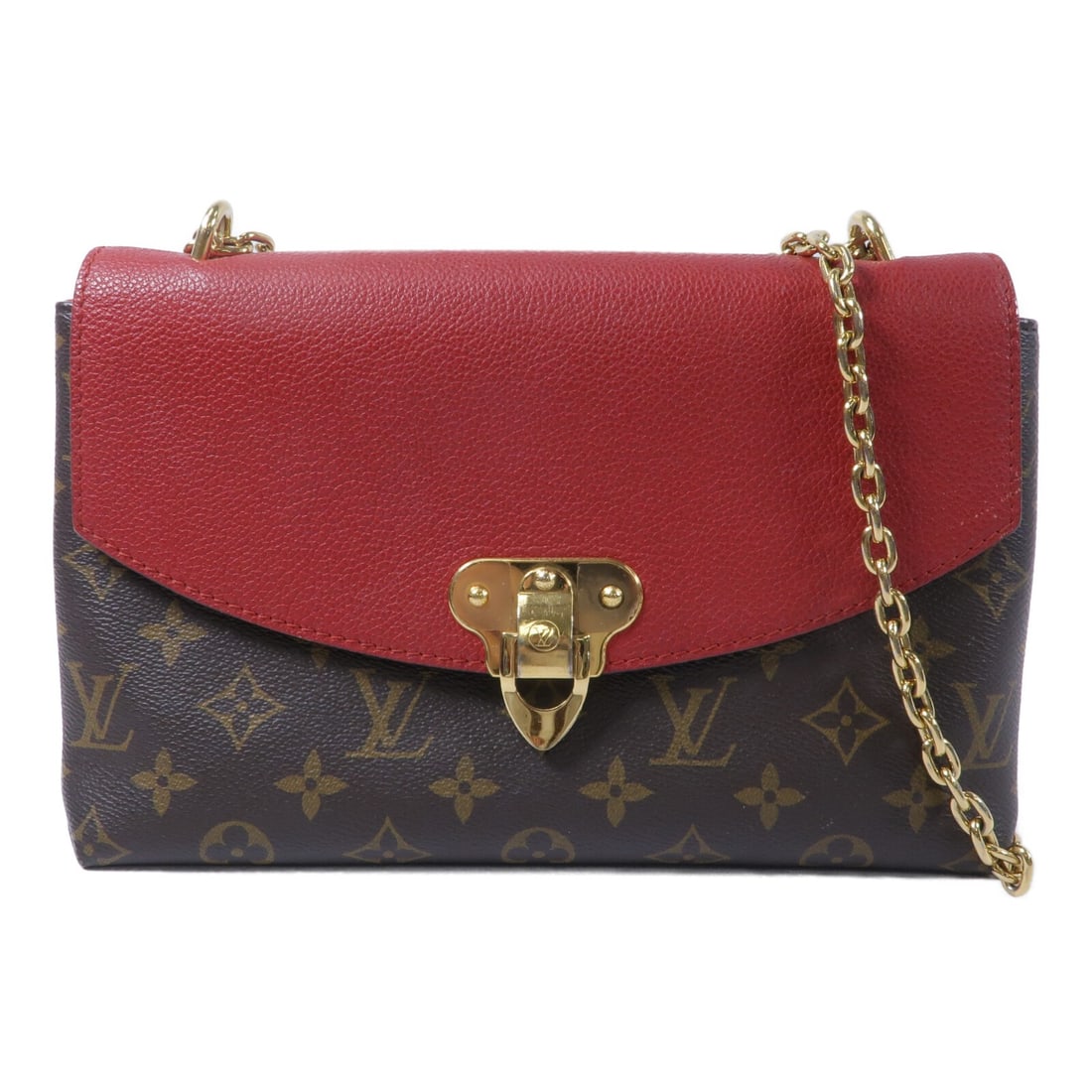 Louis Vuitton Saint Placide Monogram Shoulder Bag M43713 Brown Red: Louis Vuitton Saint Placide Monogram Shoulder Bag M43713 Brown Red Louis Vuitton Saint Placide Shoulder Bag, model M43713, in Brown/Red with Monogram and PVC coated canvas. It features a magnetic pock
