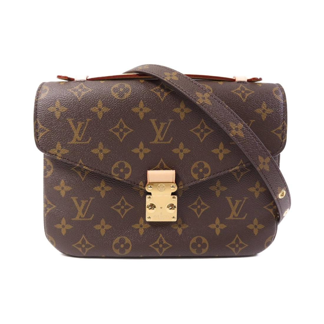 Louis Vuitton Pochette Metis MM Monogram Shoulder Handbag M44875: Louis Vuitton Pochette Metis MM Monogram Shoulder Handbag M44875 Louis Vuitton Pochette Metis MM 2 Way Bag in brown monogram and PVC coated canvas. The bag features a flap closure, one outside/inside 