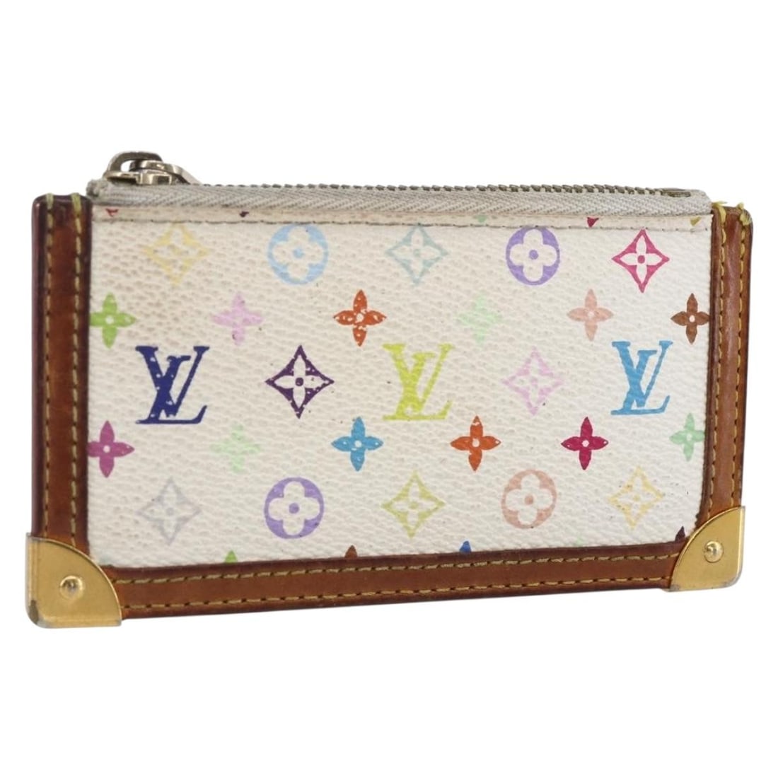 LOUIS VUITTON Monogram Multicolor Coin Purse M92655 White Auth: LOUIS VUITTON Monogram Multicolor Coin Purse M92655 White Auth This stunning LOUIS VUITTON Monogram Multicolor Pochette Cles purse is a stylish accessory crafted from durable Monogram Multicolor Canva