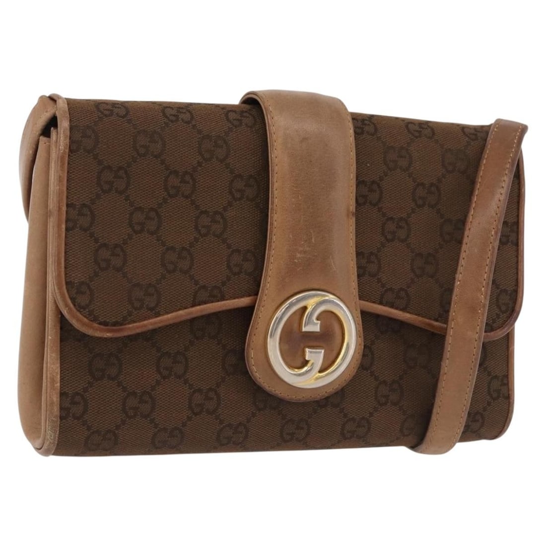 Gucci 191929 GG Canvas Brown Gold Shoulder Bag: Gucci 191929 GG Canvas Brown Gold Shoulder Bag Gucci shoulder bag in brown and gold GG Canvas, made in Italy. Designed for women, it features a shoulder strap with an approximate 13.8 inch (35 cm) dro