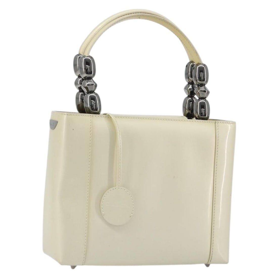 Christian Dior Maris patent leather handbag white silver with dust bag: Christian Dior Maris patent leather handbag white silver with dust bag Christian Dior Maris Pearl hand bag in white and silver patent leather. Made in Italy, this handbag comes with a dust bag and gua