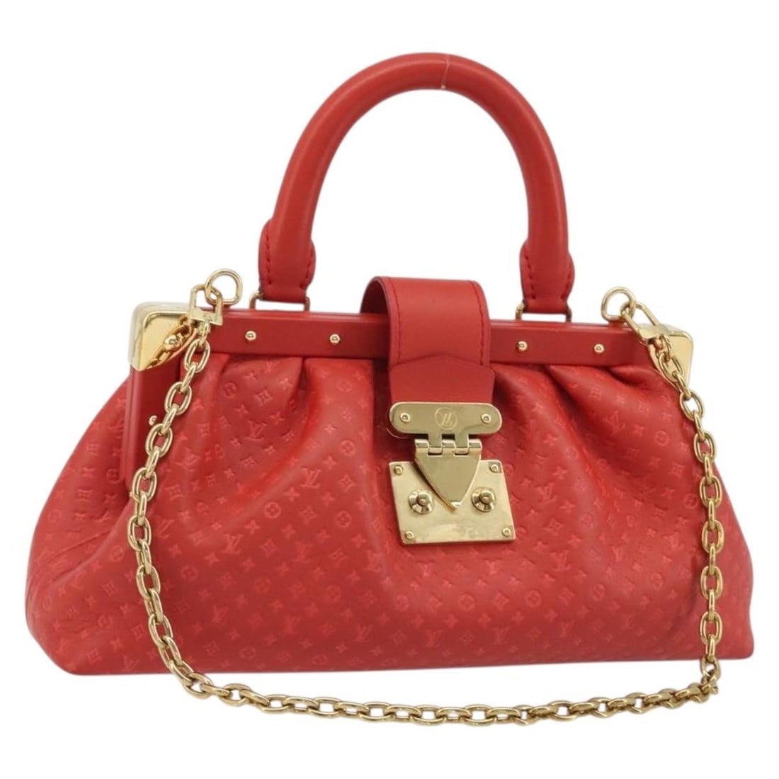 Louis Vuitton M22327 Nanogram Red Monogram Canvas Clutch Bag: Louis Vuitton M22327 Nanogram Red Monogram Canvas Clutch Bag Louis Vuitton Nanogram Monogram Clutch Hand Bag in red Monogram Canvas, made in Italy. This women's handbag comes with a dust bag and shoul