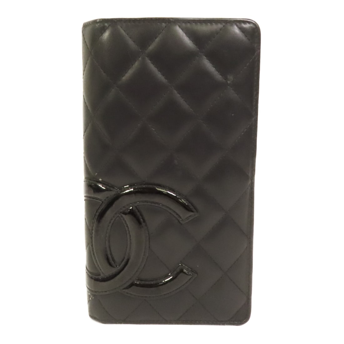 CHANEL Cambon CC Bifold Wallet Black Calfskin Leather: CHANEL Cambon CC Bifold Wallet Black Calfskin Leather CHANEL CC Cambon long wallet in black calfskin leather, designed in a bifold purse style for women. It is a regular-size wallet made in France and