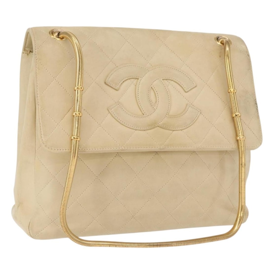 CHANEL CC Matelasse Lamb Skin Shoulder Bag Ivory Gold: CHANEL CC Matelasse Lamb Skin Shoulder Bag Ivory Gold Chanel Matelasse chain shoulder bag in ivory lamb skin with gold-tone hardware. Made in France, this shoulder bag features a matelasse design and 