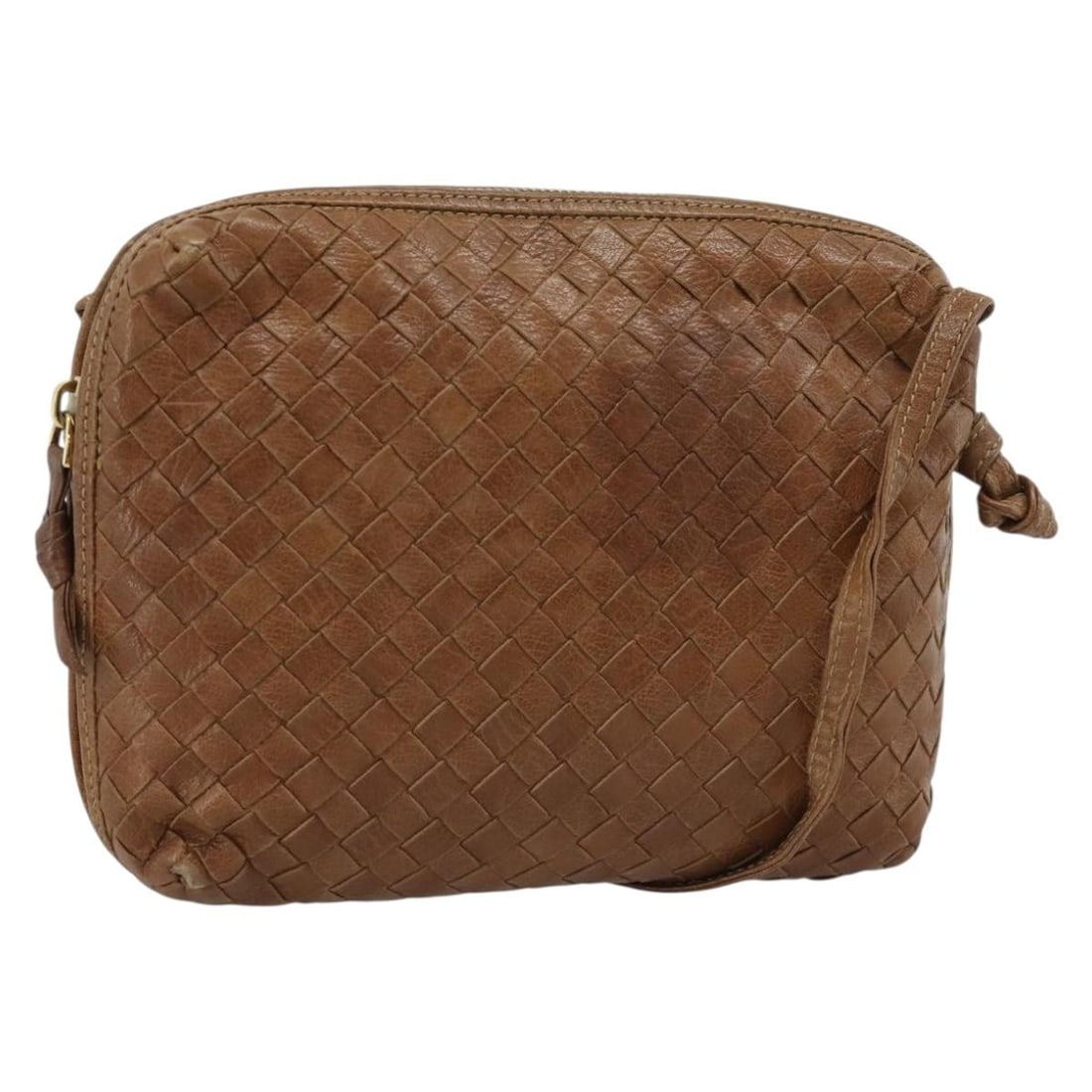 Bottega Veneta Intrecciato Leather Shoulder Bag Brown Gold Tone: Bottega Veneta Intrecciato Leather Shoulder Bag Brown Gold Tone Bottega Veneta Intrecciato shoulder bag in leather, made in Italy. It features a brown and gold exterior with a shoulder strap drop of a