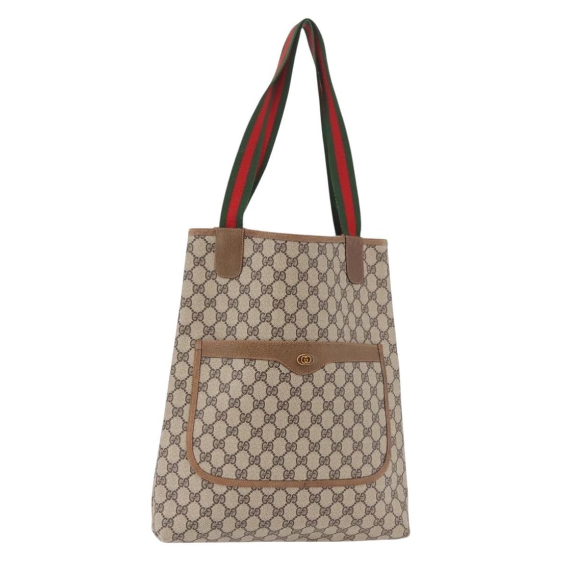 Gucci Sherry Line GG Supreme PVC Tote Bag Beige Red 187749A: Gucci Sherry Line GG Supreme PVC Tote Bag Beige Red 187749A Gucci GG Supreme Web Sherry Line tote bag in beige and red, made from PVC leather and GG canvas. Made in Italy, this tote bag measures appro