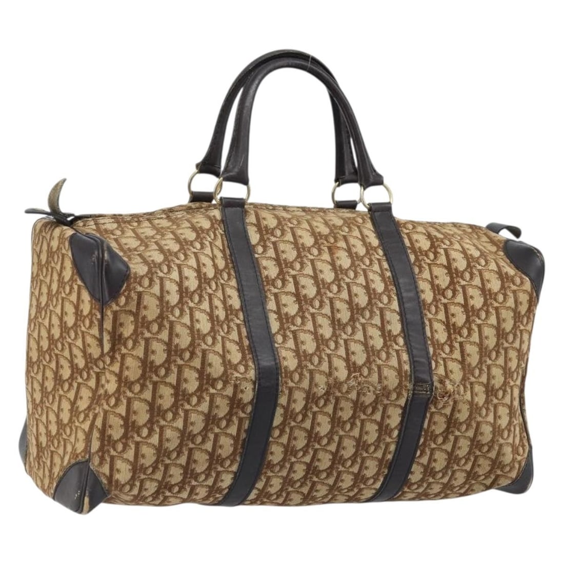 Christian Dior Trotter Canvas Boston Bag Beige Gold France: Christian Dior Trotter Canvas Boston Bag Beige Gold France Christian Dior Trotter Canvas Boston Bag in beige and gold. This Boston-style bag is made from Trotter canvas and was made in France. The lis