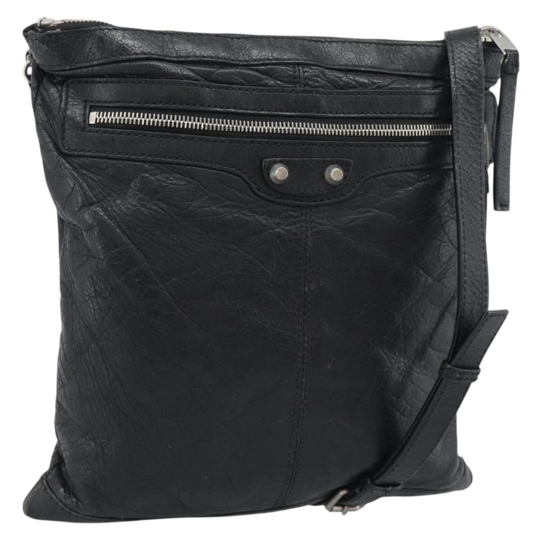 Balenciaga 390924 Neo Sketch Leather Shoulder Bag Black Silver: Balenciaga 390924 Neo Sketch Leather Shoulder Bag Black Silver Balenciaga Neo Sketch Shoulder Bag in black and silver leather. This shoulder bag is made in Italy and is offered in heavily used conditi