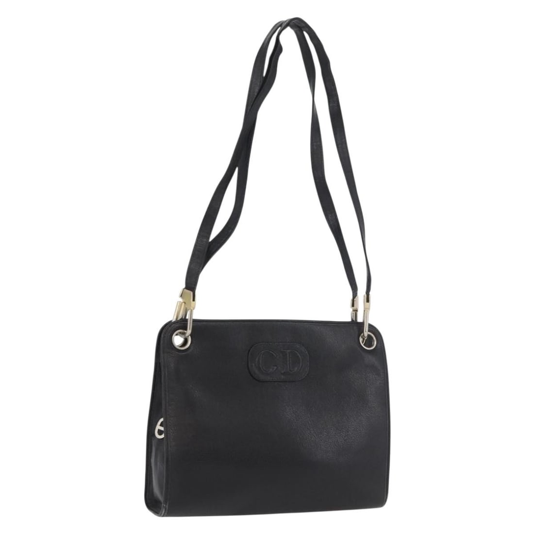 Christian Dior Black Leather Shoulder Bag Gold Accents France: Christian Dior Black Leather Shoulder Bag Gold Accents France This Christian Dior shoulder bag is crafted from black leather with gold-tone accents. Designed for women, it features a structured silhou