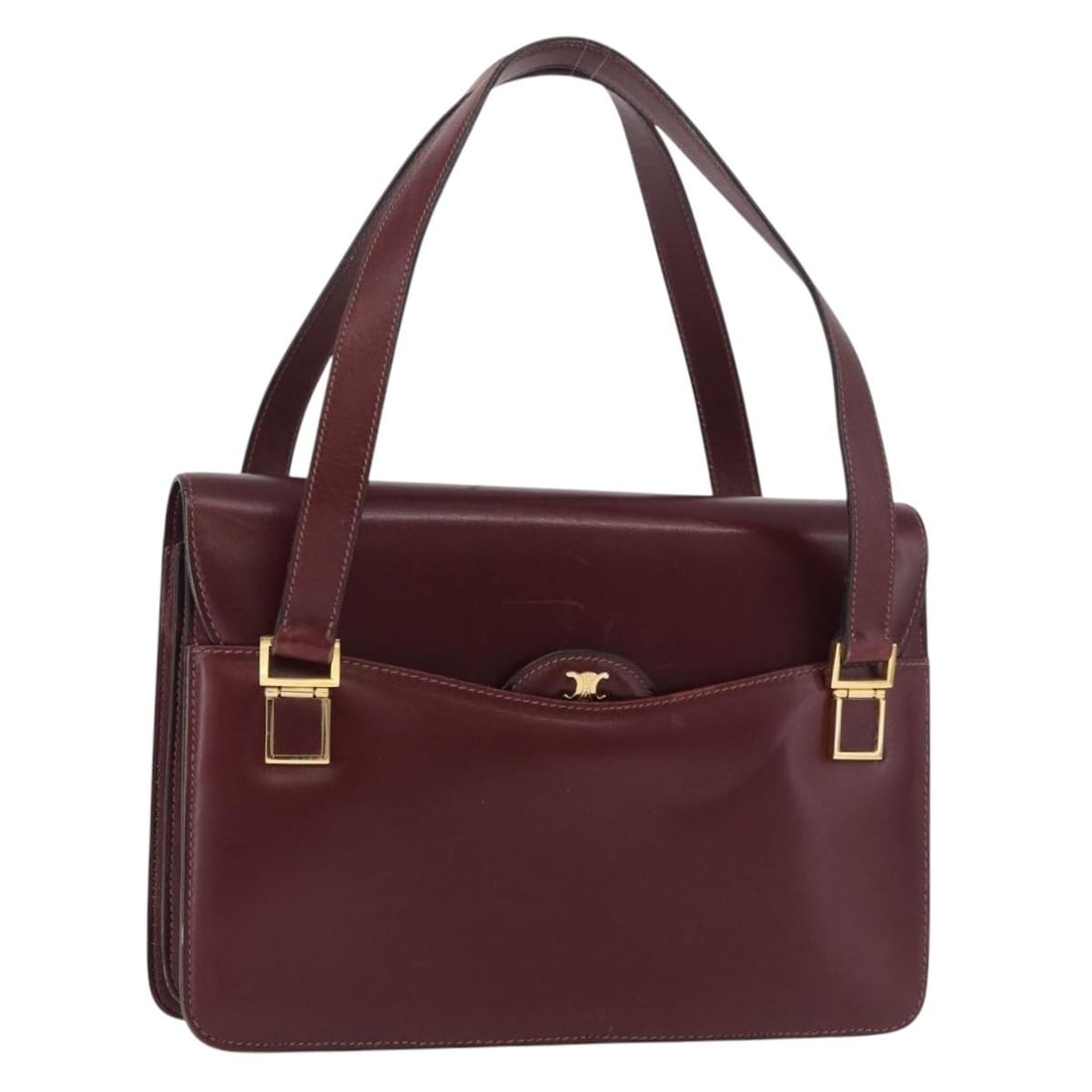 CELINE Bordeaux Leather Hand Bag with Mirror Gold Tone (1 of 18)