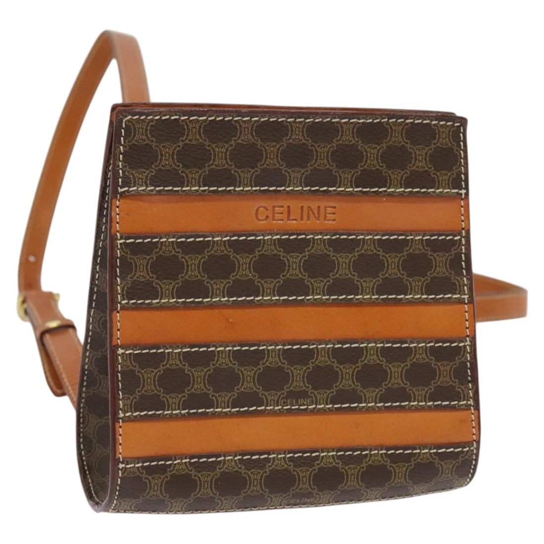 CELINE Macadam Brown PVC Leather Backpack Made in Italy: CELINE Macadam Brown PVC Leather Backpack Made in Italy CELINE Macadam Canvas backpack in brown PVC leather and Macadam canvas, made in Italy. Designed for women, this compact backpack measures approx