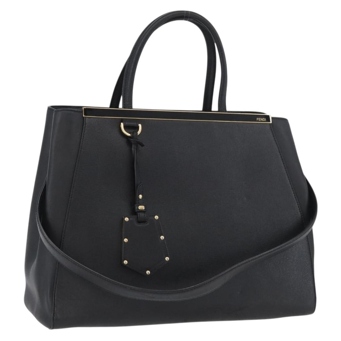Fendi 2Jours Black Gold Leather Shoulder Bag with Strap (1 of 18)