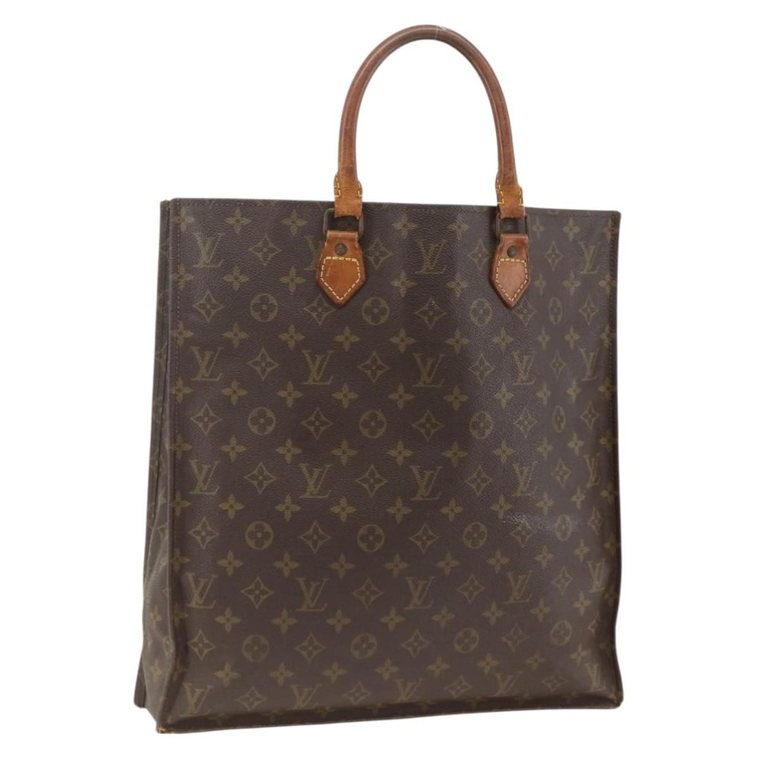 Louis Vuitton Sac Plat Monogram Canvas M51140 Tote Handbag France: Louis Vuitton Sac Plat Monogram Canvas M51140 Tote Handbag France This Louis Vuitton Sac Plat handbag features the signature Monogram canvas and is designed for women. The bag is crafted in France and