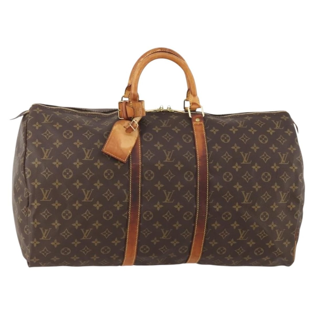 Louis Vuitton M41424 Keepall 55 Monogram Canvas Travel Bag: Louis Vuitton M41424 Keepall 55 Monogram Canvas Travel Bag Louis Vuitton Keepall 55 Boston bag in Monogram canvas, made in France. It comes with a name tag and powanie accessory, and is identified by 