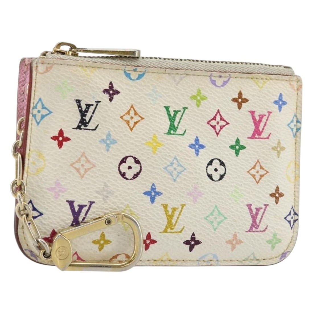 Louis Vuitton M93734 Pochette Cles NM White Multicolor Coin Purse: Louis Vuitton M93734 Pochette Cles NM White Multicolor Coin Purse Louis Vuitton Pochette Cles NM coin purse in White Monogram Multicolor Canvas, made in Spain. This item is a women's coin purse from p