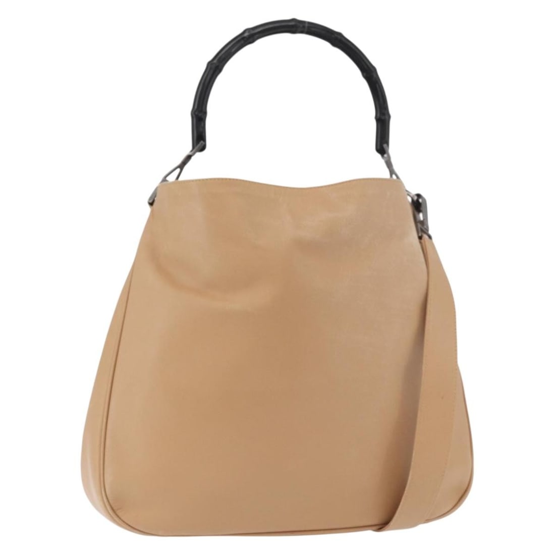 GUCCI 001 1577 2123 Leather 2way Shoulder Bag Beige Silver: GUCCI 001 1577 2123 Leather 2way Shoulder Bag Beige Silver Gucci Bamboo Shoulder Bag in beige and silver leather, designed for women and made in Italy. This 2-way style includes a shoulder strap and f