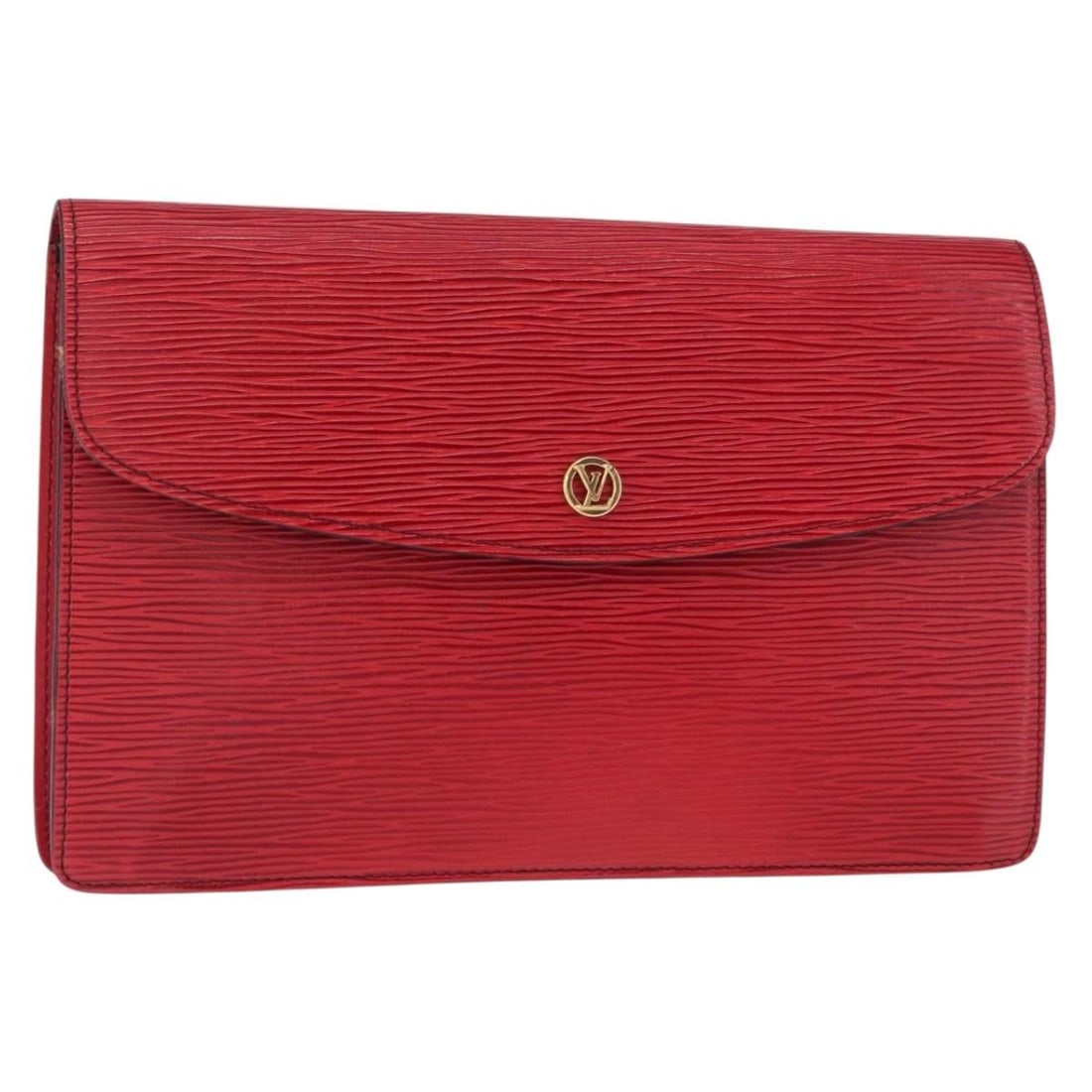 Louis Vuitton M52657 Epi Leather Red Montaigne 27 Clutch: Louis Vuitton M52657 Epi Leather Red Montaigne 27 Clutch Louis Vuitton Epi Montaigne 27 clutch bag in red Epi leather, made in France. The bag measures approximately 27 cm wide, 17 cm high, and 4 cm d
