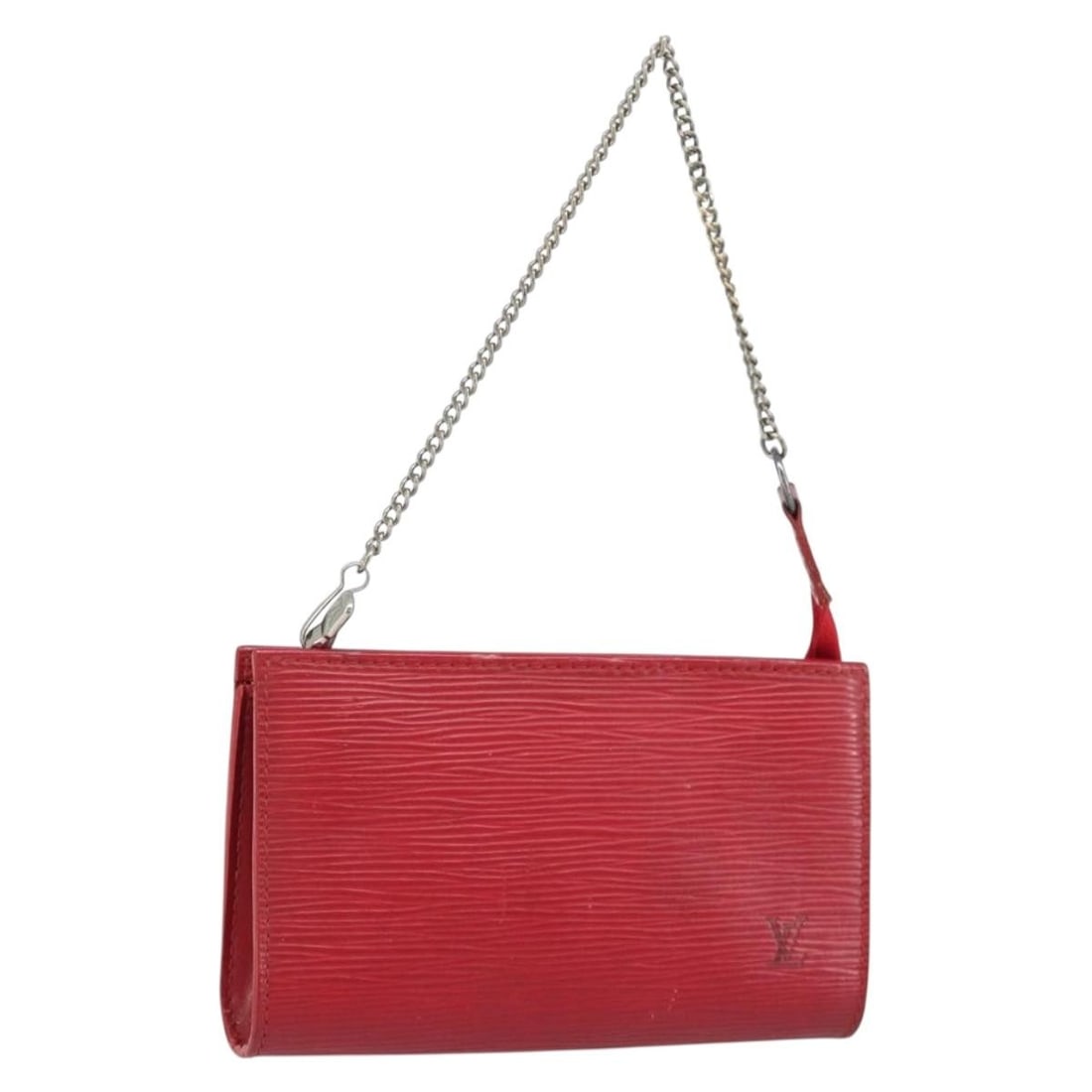 Red Epi Leather Pouch for Women by Louis Vuitton: Red Epi Leather Pouch for Women by Louis Vuitton This is a Louis Vuitton Epi Bucket PM pouch in red Epi leather. The pouch features a compact design with a secure zip closure and is suitable for women