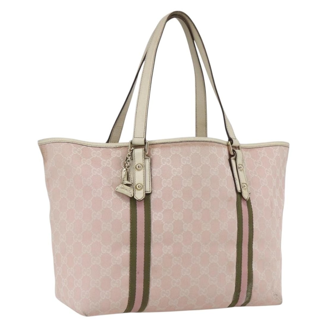 Beige Gold GG Canvas Tote Sherry Line 139260 by Gucci with Charm: Beige Gold GG Canvas Tote Sherry Line 139260 by Gucci with Charm This is a Gucci GG Canvas Sherry Line tote bag in beige and gold. The bag is crafted from GG canvas and features a structured tote silh