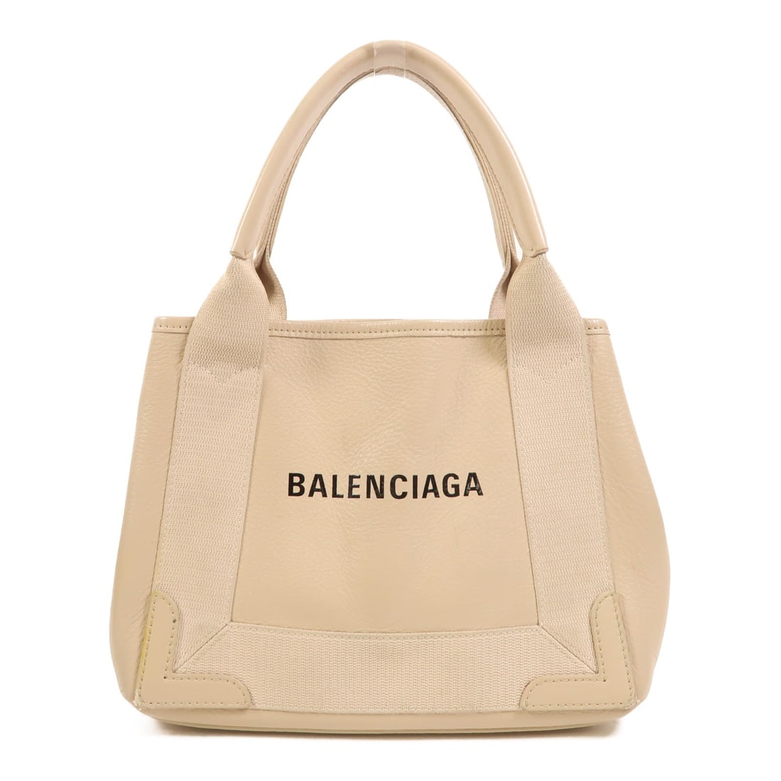 Balenciaga Navy Cabas XS Beige Calfskin Handbag 390346 SHW: Balenciaga Navy Cabas XS Beige Calfskin Handbag 390346 SHW Balenciaga Navy Cabas XS handbag in beige calfskin (cowhide) leather. This women's regular-size handbag is model 390346 and is made in Italy.