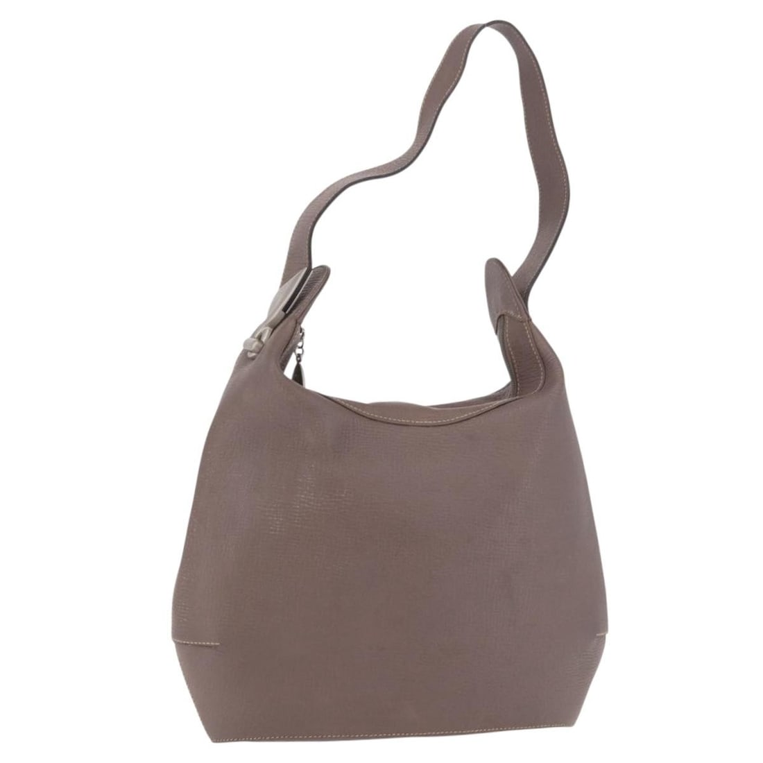 LOEWE Leather Shoulder Bag in Purple Gray Made in Spain: LOEWE Leather Shoulder Bag in Purple Gray Made in Spain LOEWE shoulder bag in leather with a purple gray exterior. Made in Spain, this women's bag measures approximately 28 cm wide, 23 cm high, and 5 