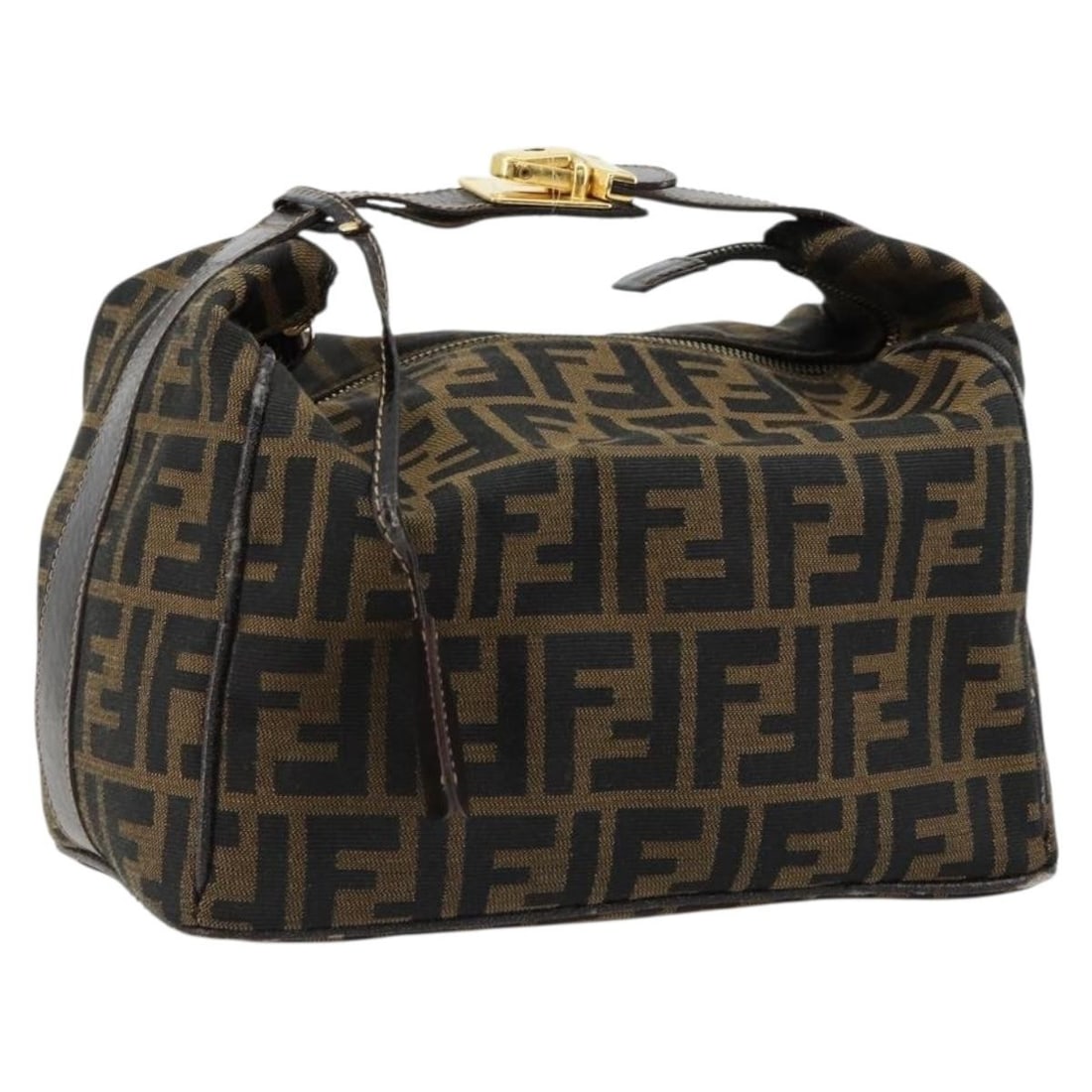 FENDI Zucca Canvas Satchel Brown Black with Key Clochette (1 of 18)