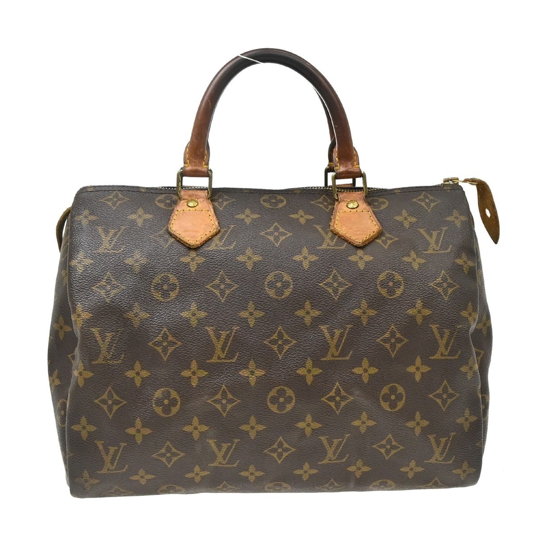 Louis Vuitton Speedy 30 Monogram Canvas Satchel M41526: Louis Vuitton Speedy 30 Monogram Canvas Satchel M41526 Vintage Louis Vuitton Speedy 30 handbag in brown monogram canvas with leather double handles and a zip closure. This satchel-style top handle bag