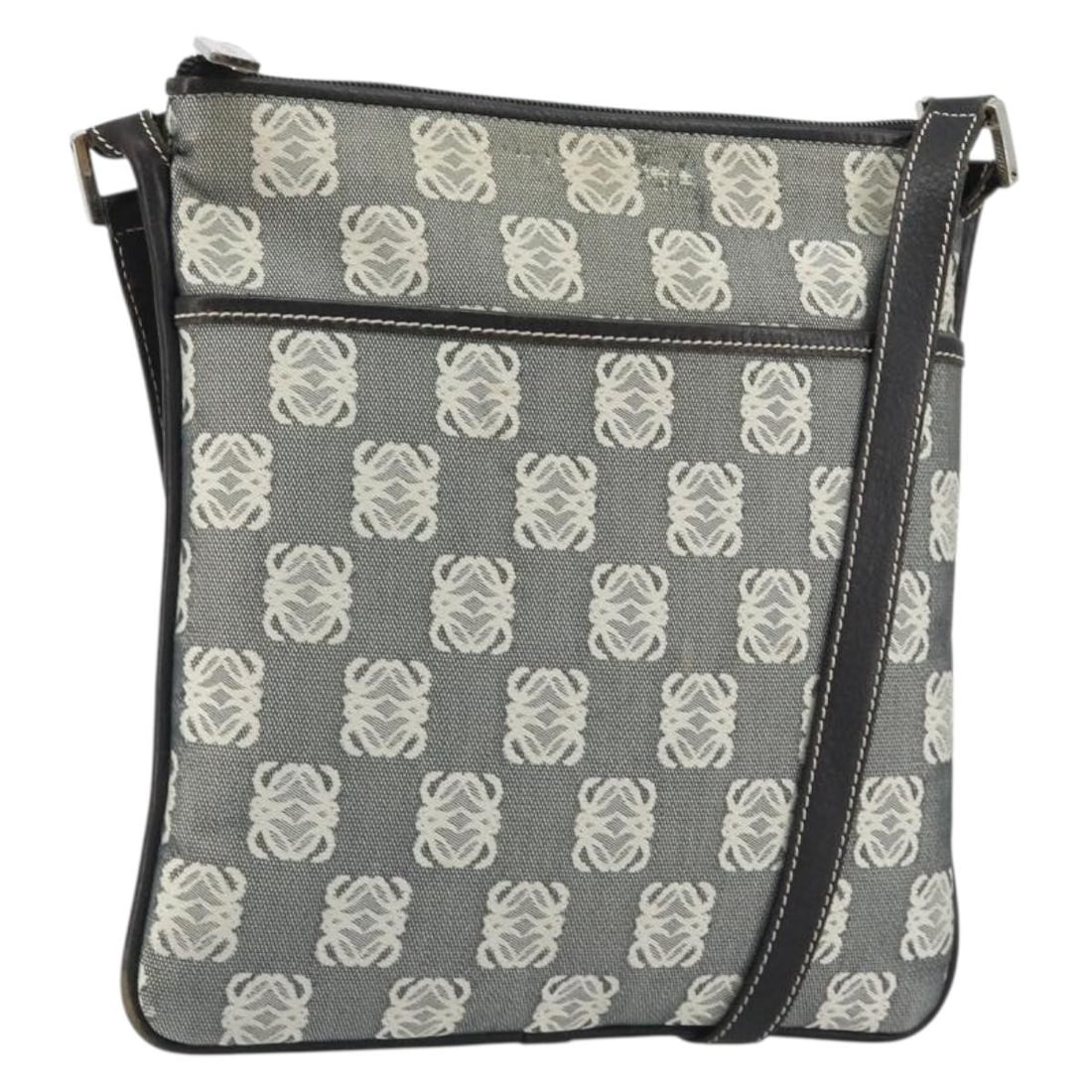 LOEWE Gray Silver Canvas Shoulder Bag Made in Spain (1 of 18)