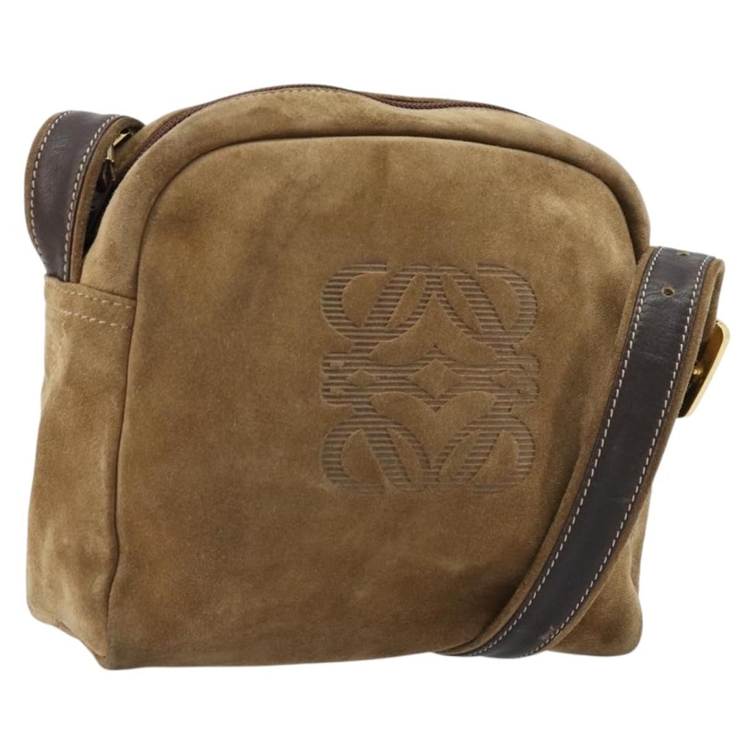 LOEWE Anagram suede shoulder bag gold beige Spain (1 of 18)