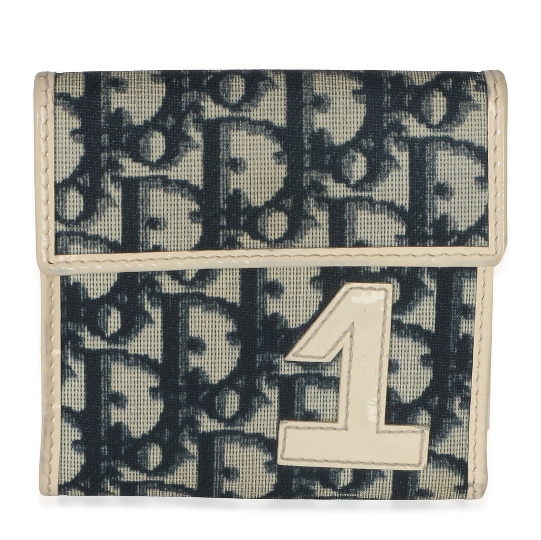 Christian Dior Diorissimo Blue Canvas Trifold Wallet: Christian Dior Diorissimo Blue Canvas Trifold Wallet This Christian Dior vintage trifold wallet features the iconic Diorissimo canvas in blue and white. Crafted with a fabric exterior and leather lini