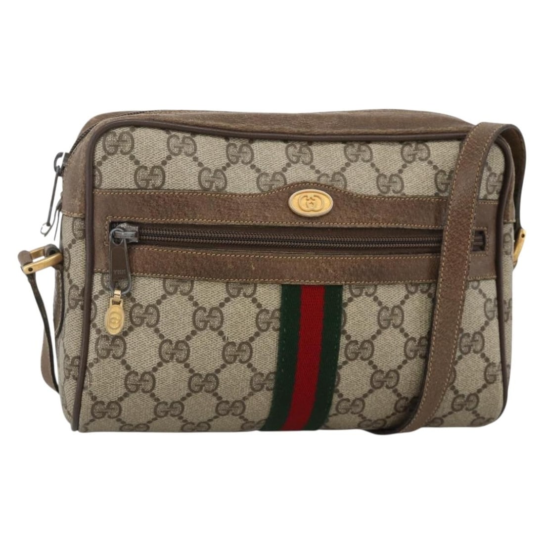 Gucci GG Supreme Sherry Line Beige PVC Shoulder Bag 75 02 004: Gucci GG Supreme Sherry Line Beige PVC Shoulder Bag 75 02 004 This Gucci GG Supreme Web Sherry Line shoulder bag features a beige and gold PVC leather exterior with GG canvas detailing. Designed for w
