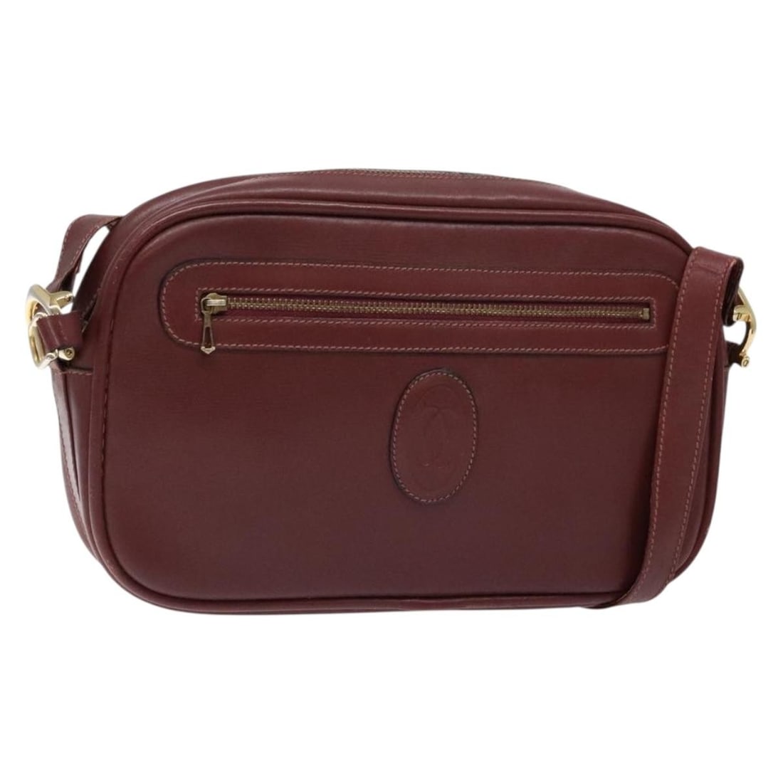 CARTIER Must Line Shoulder Bag Leather Bordeaux Gold Italy Auth: CARTIER Must Line Shoulder Bag Leather Bordeaux Gold Italy Auth Introducing the CARTIER Must Line Shoulder Bag, a stunning accessory crafted from high-quality leather in an elegant bordeaux and gold c