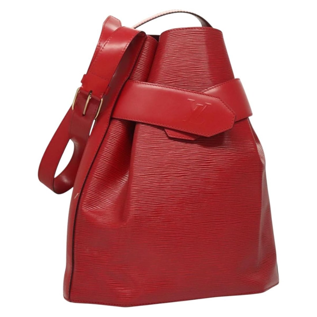 Louis Vuitton M80207 Epi Leather Red PM Shoulder Bag: Louis Vuitton M80207 Epi Leather Red PM Shoulder Bag Louis Vuitton Epi Sac Depaule PM shoulder bag in red Epi leather, made in France. It features a shoulder strap with an approximate drop of 36-42 cm
