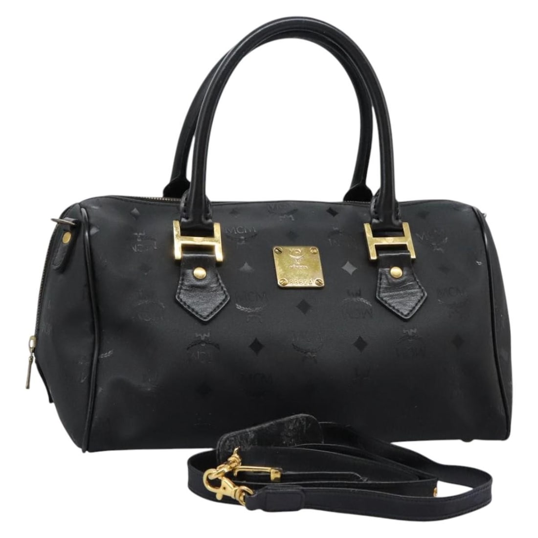 MCM Vicetos Black PVC 2way Handbag with Gold Details and Shoulder Strap (1 of 18)