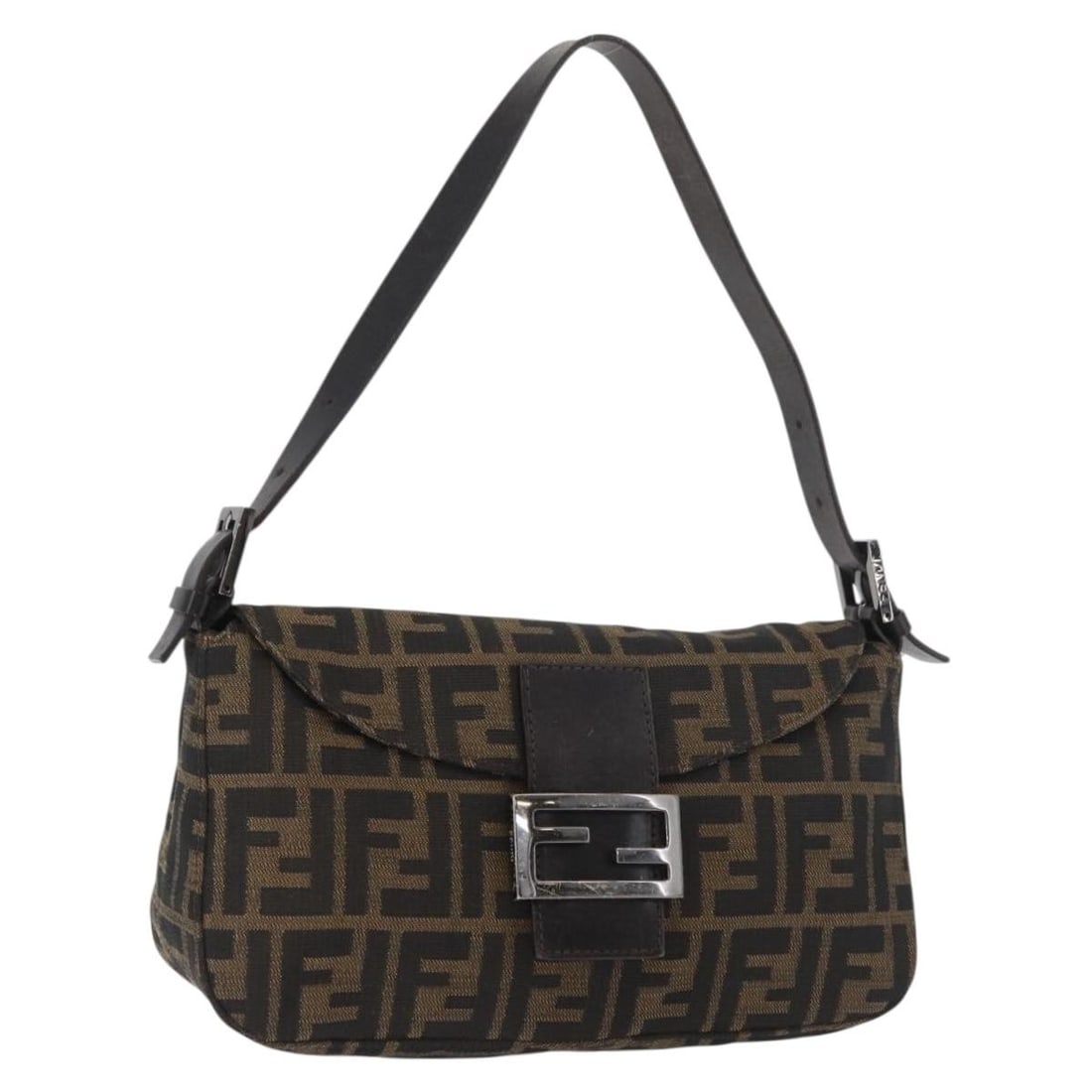 Fendi Mamma Baguette Zucca Canvas Shoulder Bag Black Brown (1 of 18)