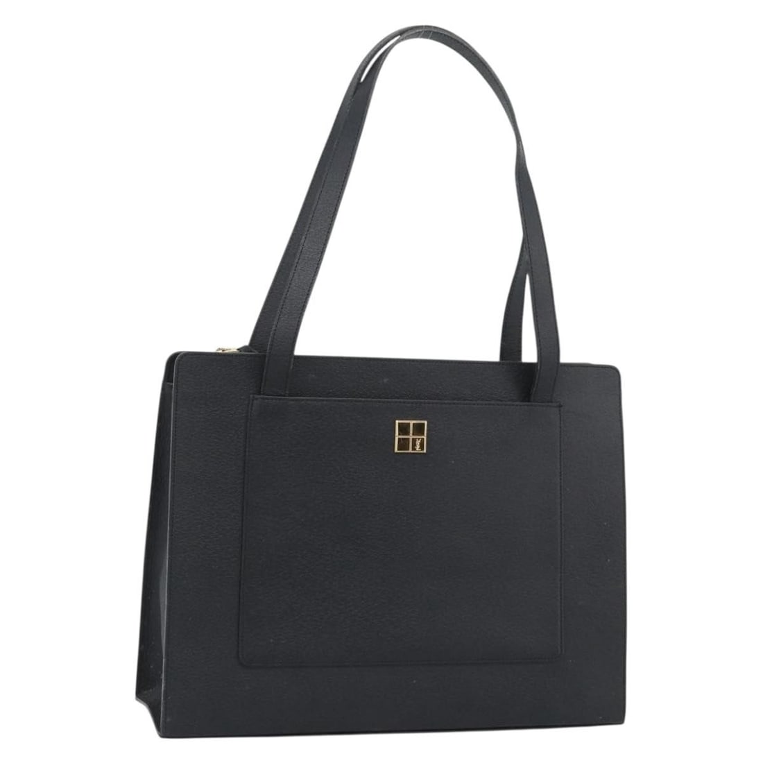 Saint Laurent Black Leather Tote Bag with Pouch Gold Tone 194015: Saint Laurent Black Leather Tote Bag with Pouch Gold Tone 194015 Saint Laurent tote bag in black and gold leather, made in Italy. It comes with a pouch and has a structured tote style with a handle dr