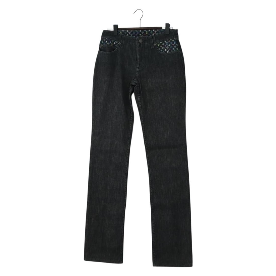 Louis Vuitton Monogram Multicolor Canvas Black Denim Pants: Louis Vuitton Monogram Multicolor Canvas Black Denim Pants Louis Vuitton black and multicolor pants in Monogram Multicolor canvas. Made in Italy, this item features a black/multicolor colorway and is 